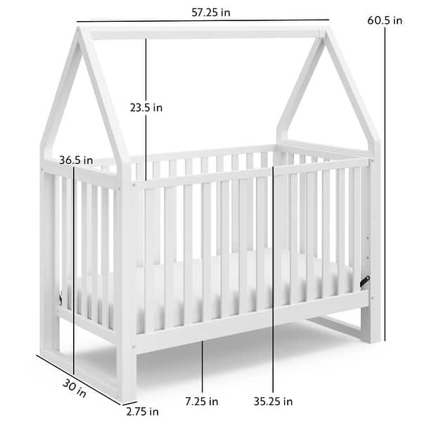 dimension image slide 1 of 6, Storkcraft Orchard 5-in-1 Convertible Crib - Detachable Canopy, JPMA Certified, 1-Year Warranty