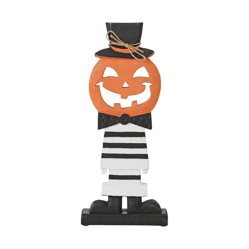 Fancy Wooden Jack-O-Lantern 17.5x7.5x2 - N/A