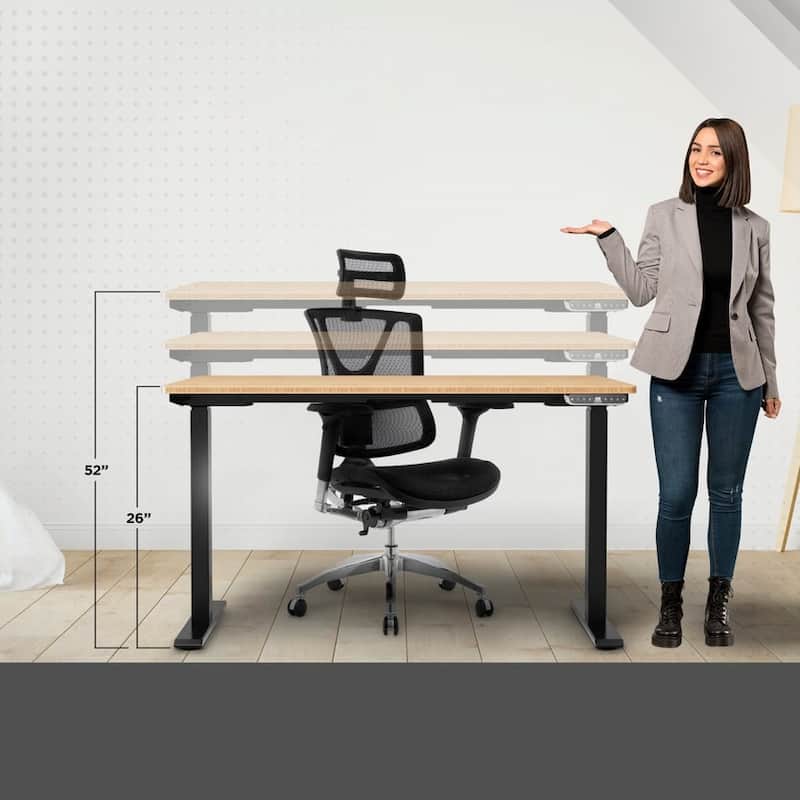 Rise Up Electric Standing Desk Dual Motor 48x30 solid bamboo desktop