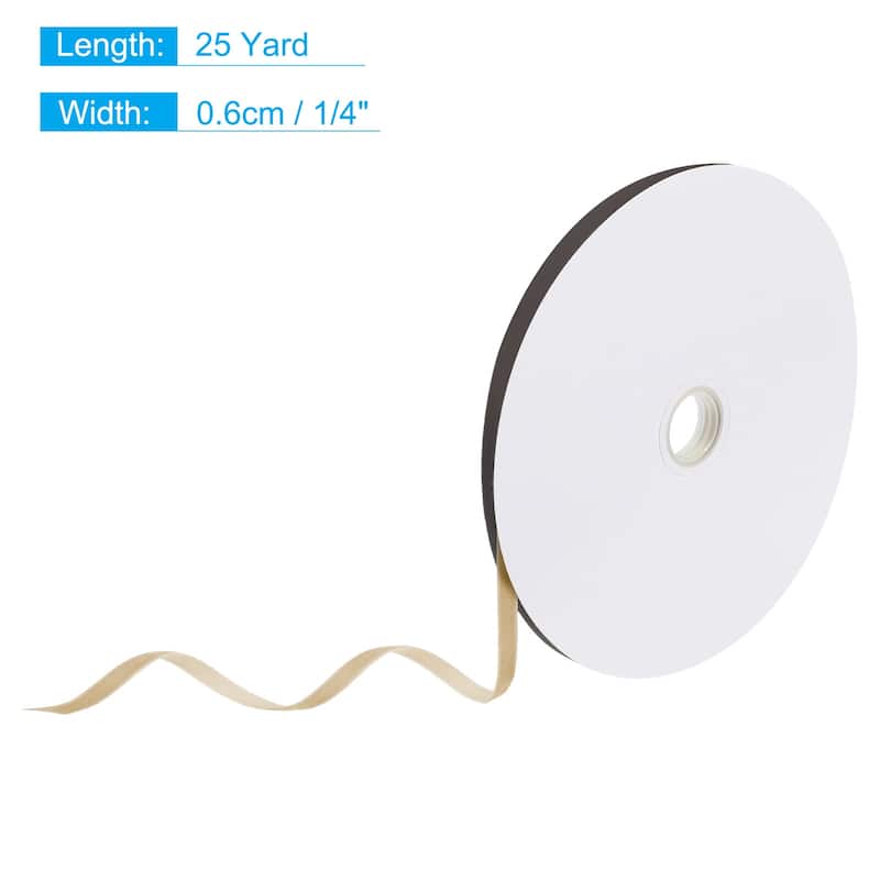 Velvet Ribbon 25 Yard Single Face Spool Silky for Gift Wrapping Decor - Khaki - 1/4 Inch x 25 Yard