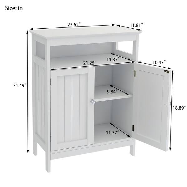 White with double shutter doors Bathroom Storage Cabinet-23.62