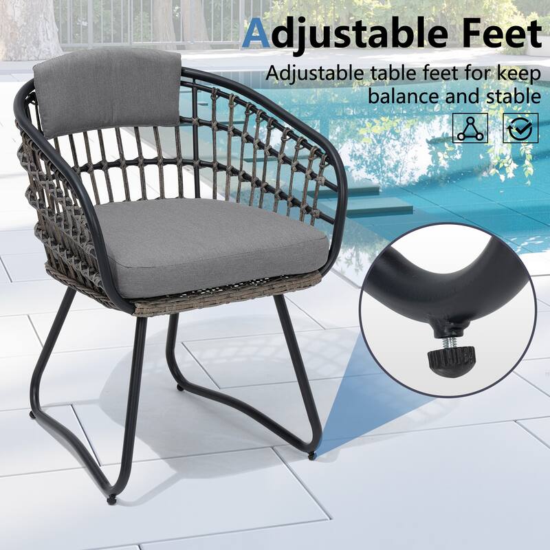 9-PC Outdoor Patio Aluminum Expandable Dining Sets Extension Table with Rattan Chairs