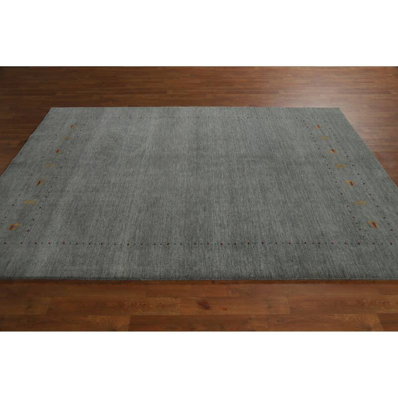 Gray Tribal Gabbeh Indian Area Rug Handmade Wool Carpet - 5'5" x 7'9"