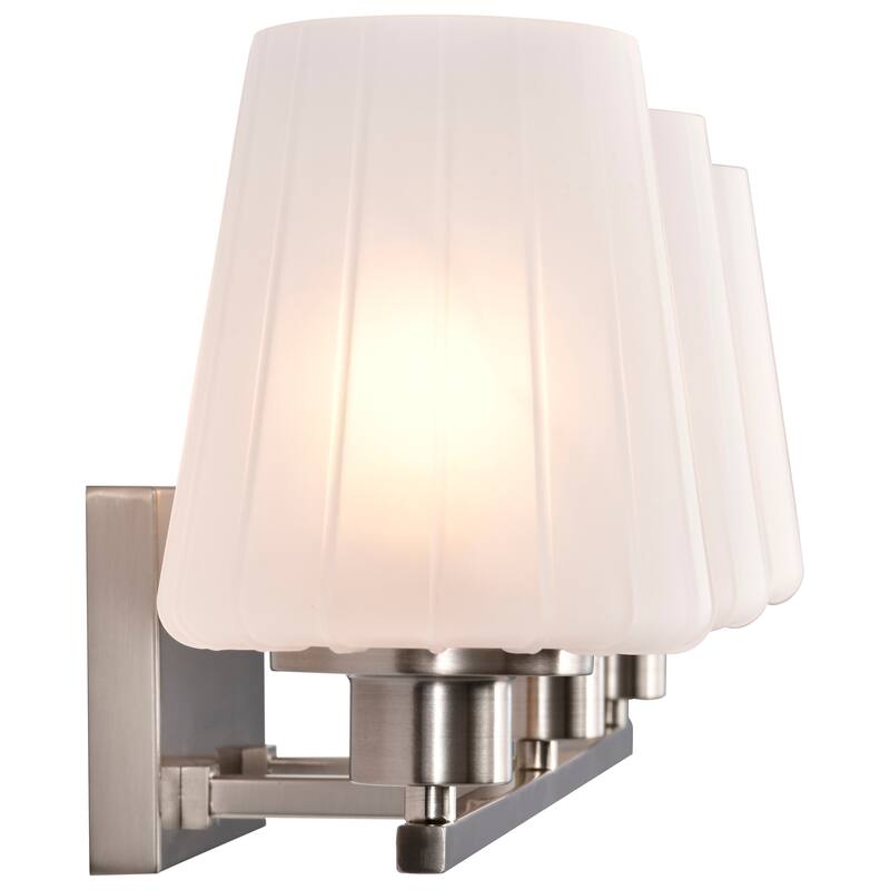 Lune 3 Light Vanity Brushed Nickel Finish Etched White Glass - Brushed Nickel