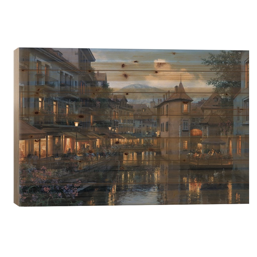 Evening in Annecy Print On Wood by Evgeny Lushpin - Multi-Color