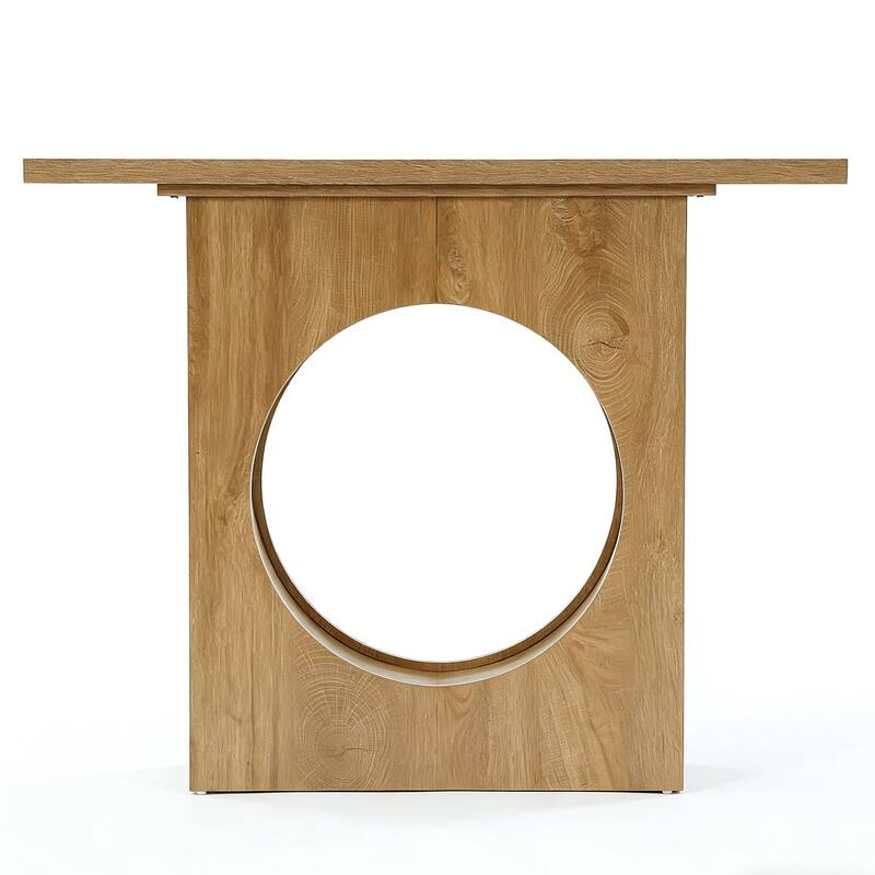 41.33" Farmhouse Console Table with Circular Cutout for Entryway, Hallway & Behind Sofa - Brown