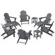 preview thumbnail 25 of 156, Aderson Outdoor Poly Adirondack Chair With Ottoman And Side Table 12-Piece Set Gray