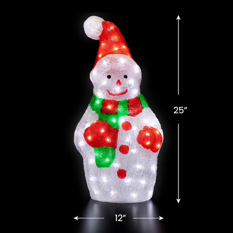 25" Lighted Commercial Grade Acrylic Christmas Snowman Display Decor - White