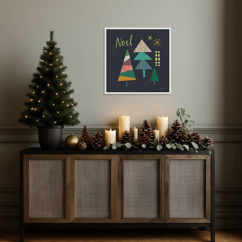 Winter Wonder I by Cheryl Warrick (22 x 22 in.), Framed Canvas Wall Art Print - Sylvie Beaded White