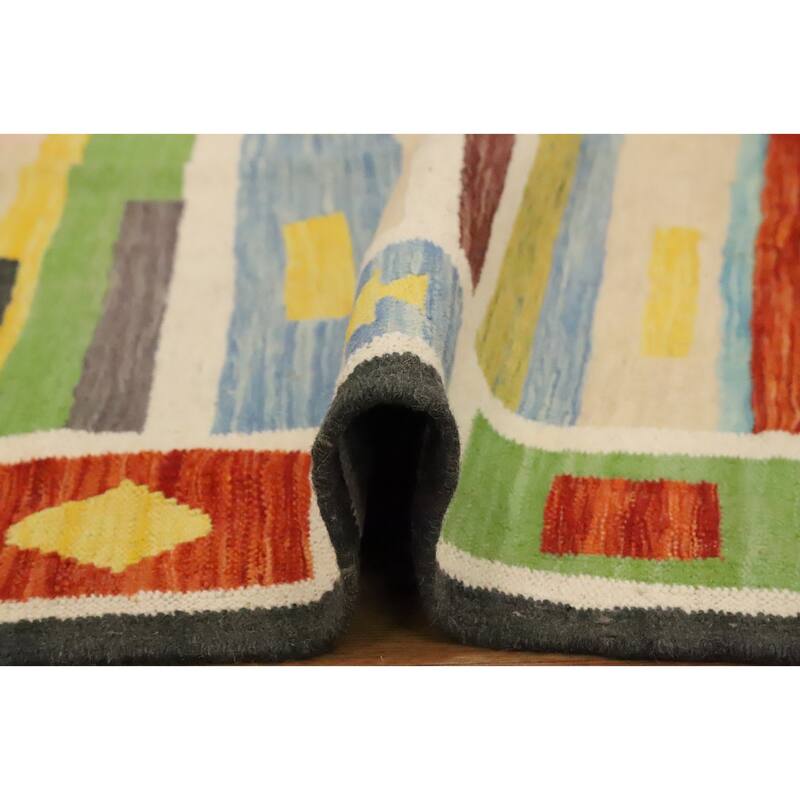 Hand Woven Oriental 100% Wool Carpet Southwestern Tribal Multi-Colored Kilim Area Rug - 6' 0'' X 3' 10''