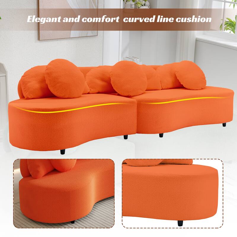 103.5" Lamb Velvet Armless Sectional Sofa with 6 Pillows