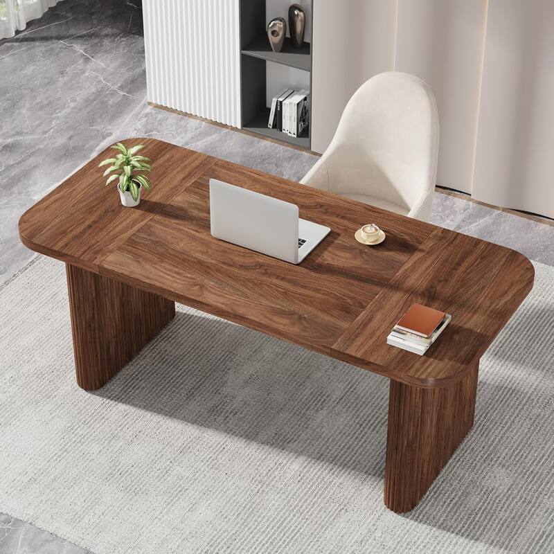 62-Inch Wood Rectangular Executive Desk Large Modern Conference Table for Home Office Boardroom