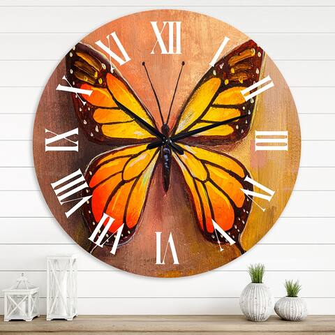 Designart 'Butterfly Portrait in Multicolors III' Modern wall clock