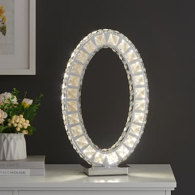 Finesse Decor Oval Crystal Extravaganza Table Lamp with LED Strip - Oval Shape