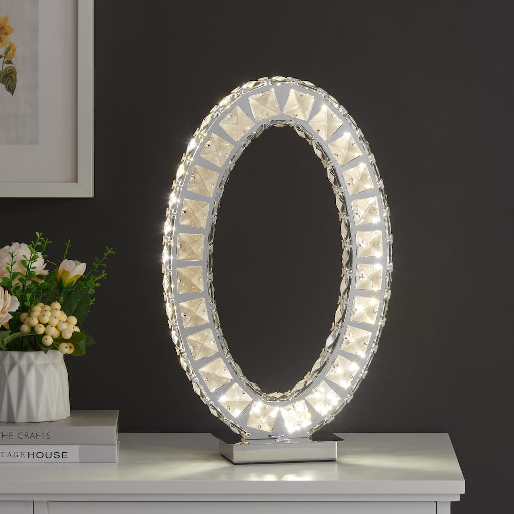 Finesse Decor Oval Crystal Extravaganza Table Lamp with LED Strip - Oval Shape