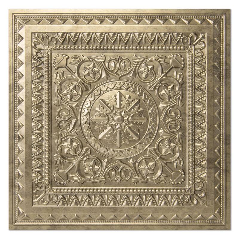 Art3d 2x2 ft. Drop Ceiling Tiles, Glue Up Ceiling Tiles,PVC Panels in Antique Gold - Antique Gold