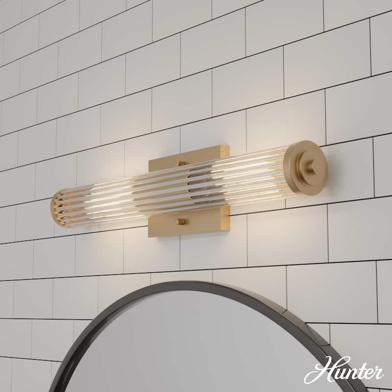 Hunter Holly Grove Bathroom Vanity Wall Light, Art or Shelf Light - Contemporary - Damp Rated! - 24" - Alturas Gold - Clear Glass