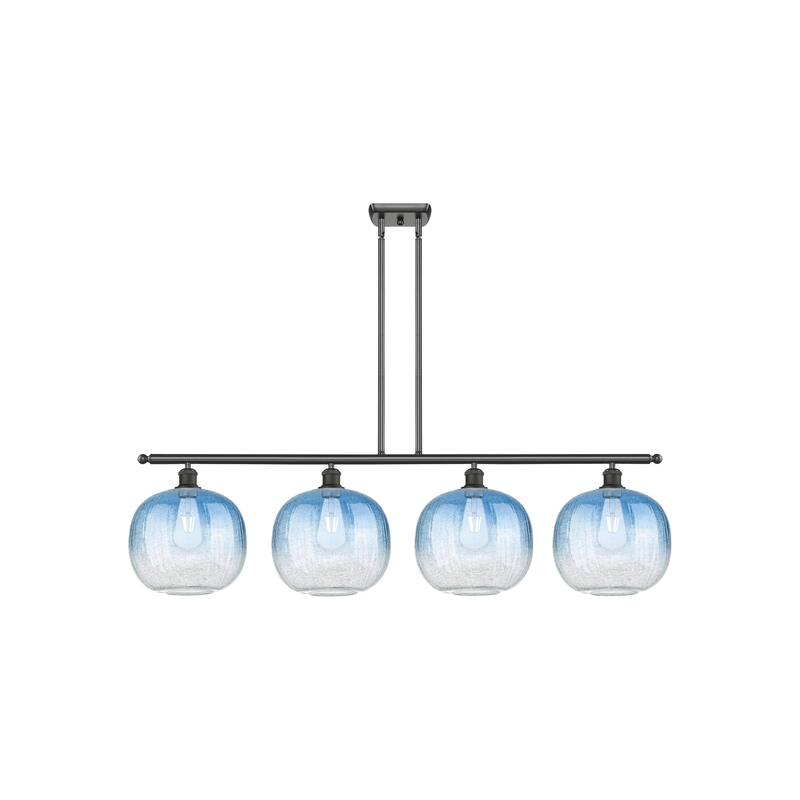 Innovations Lighting Endless Possibilities Ballston - Brookhaven Sphere - 4 Light 49" Stem Hung Island Light - Polished Chrome/Sapphire Blue