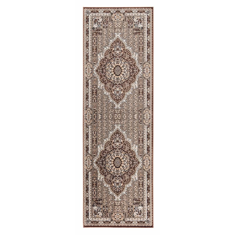 Prime Collection Border Brown/Cream Area Rug - 2'8'' X 8'1''