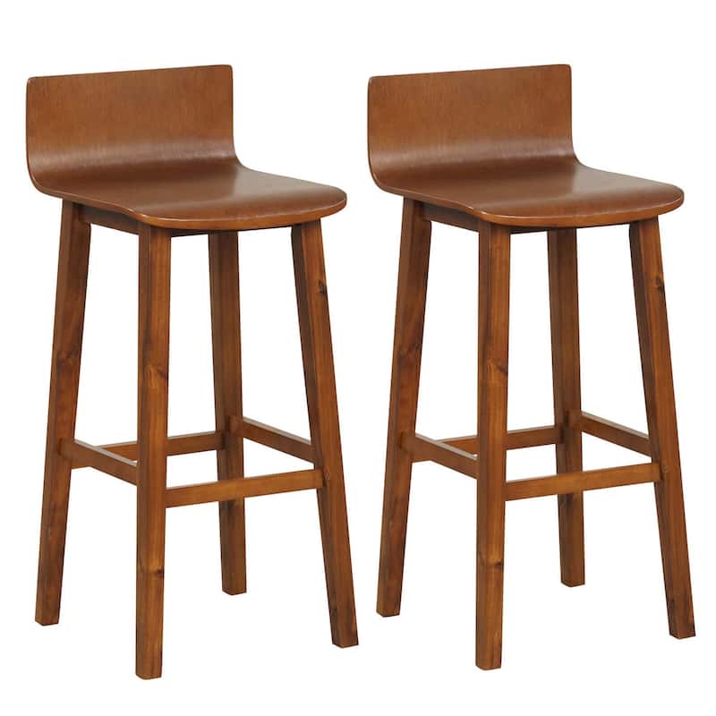 Set of 2/4 Bar Stools 29" Bar Height Bar Chairs w/ Curved Seat - Set of 2