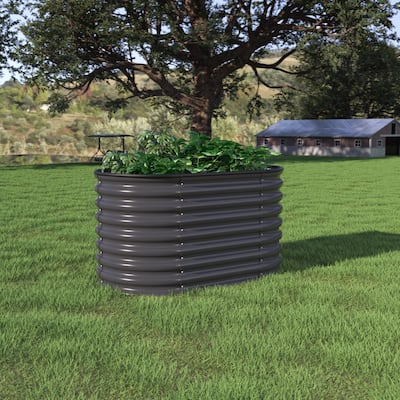 2-in-1 Modular Galvanized Steel Raised Garden Bed for Outdoor Gardening