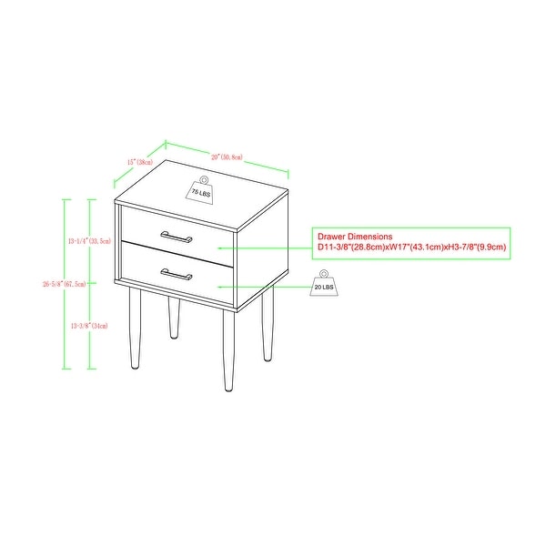 Carson Carrington Notto Modern 2-Drawer Nightstand