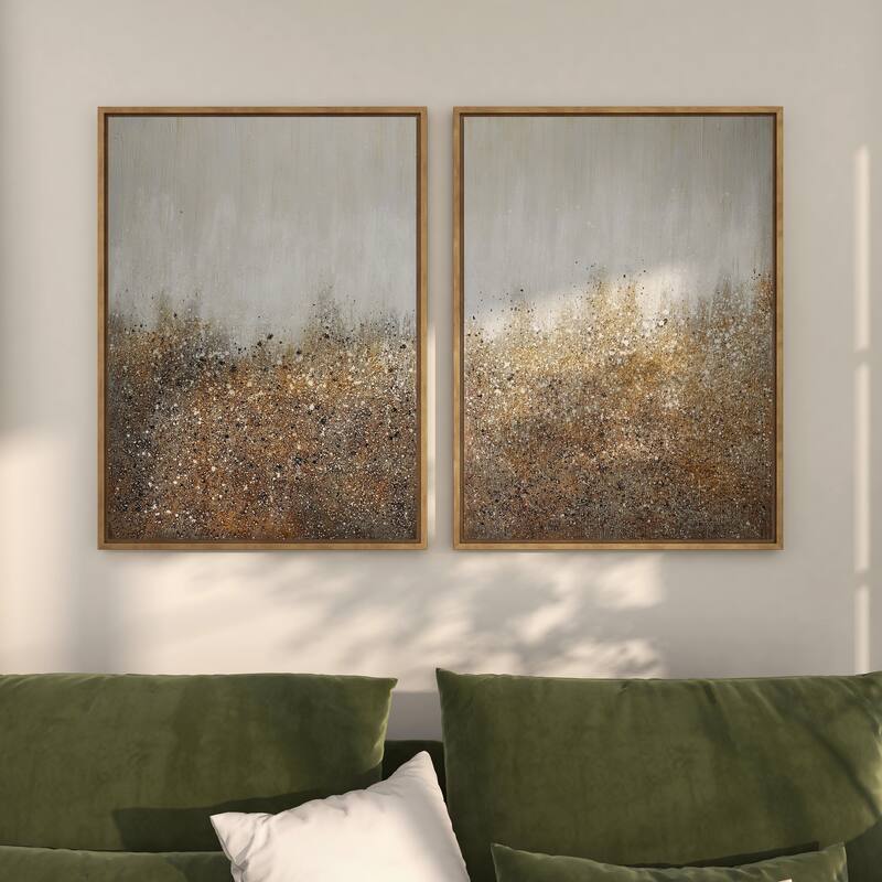 CosmoLiving by Cosmopolitan Canvas Glitter Flakes Geode Living Room Framed Wall Art with Gold Frame