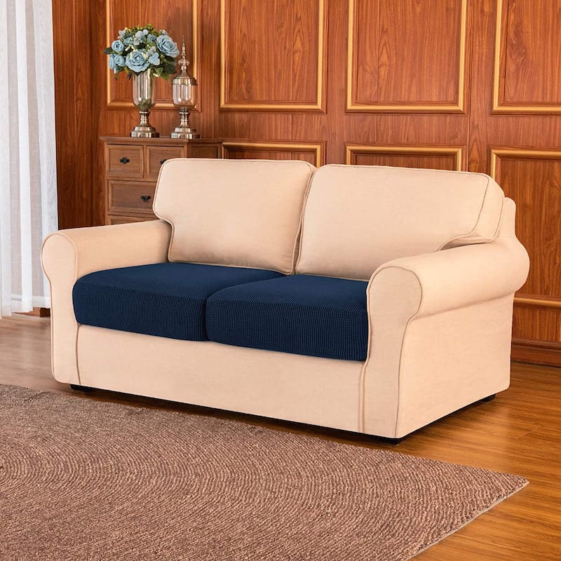 Subrtex 2-Piece Stretch Separate Sofa Cushion Cover Elastic Slipcover - Navy