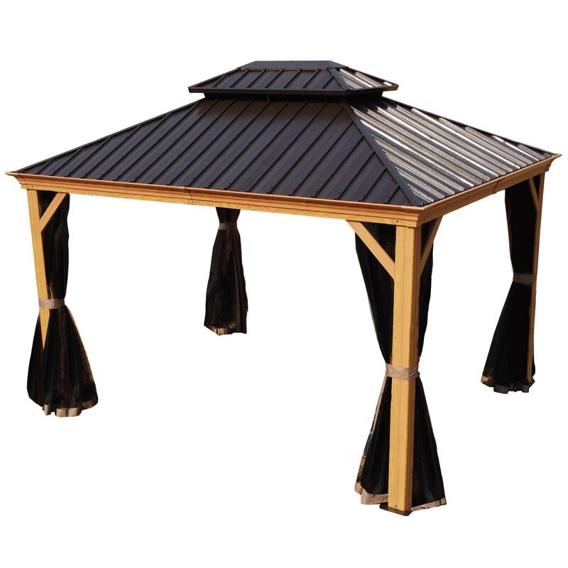 Kozyard Apollo Wood-look Aluminum Hardtop Gazebo