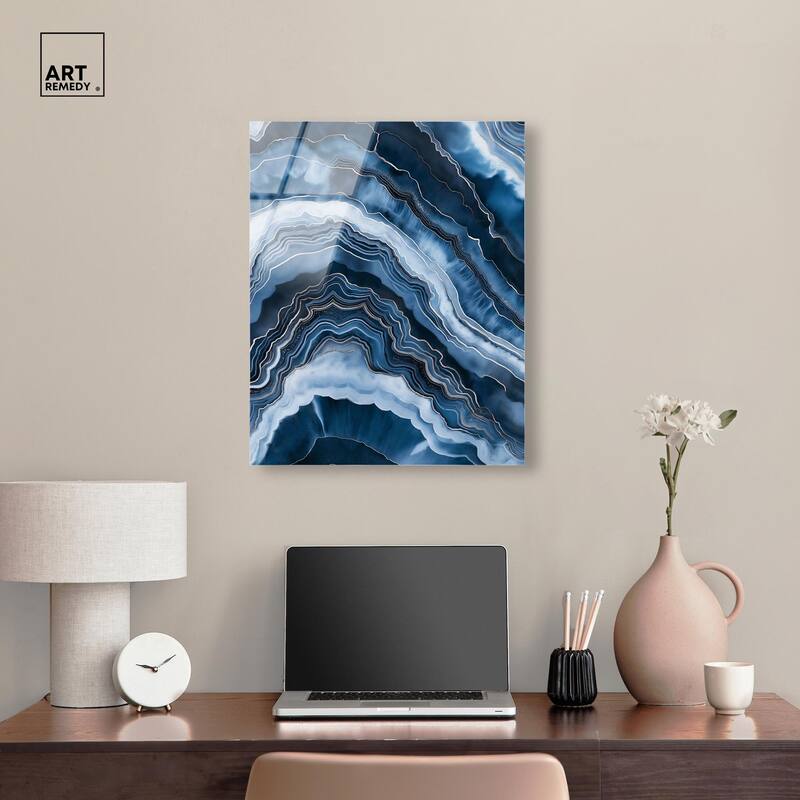 Azure Abyss Layers Acrylic by Art Remedy, Ready to Hang