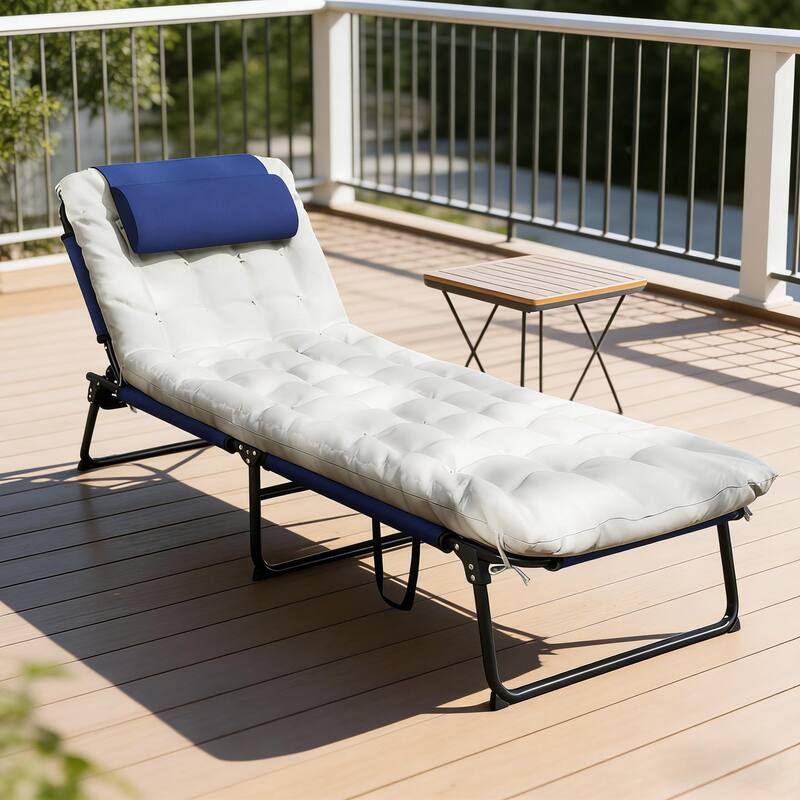 GDFStudio - Karlsson Folding Outdoor Lounger with Adjustable Full-Body Comfort Design - Chaise Lounge