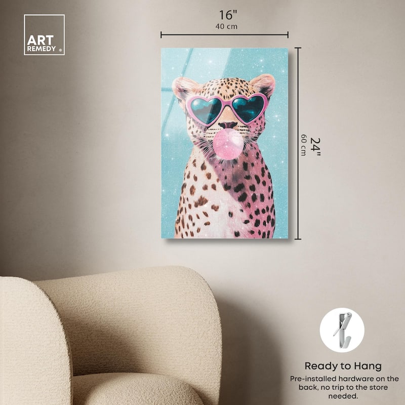 Pastel Cheetah Bubblegum Acrylic by Art Remedy, Ready to Hang
