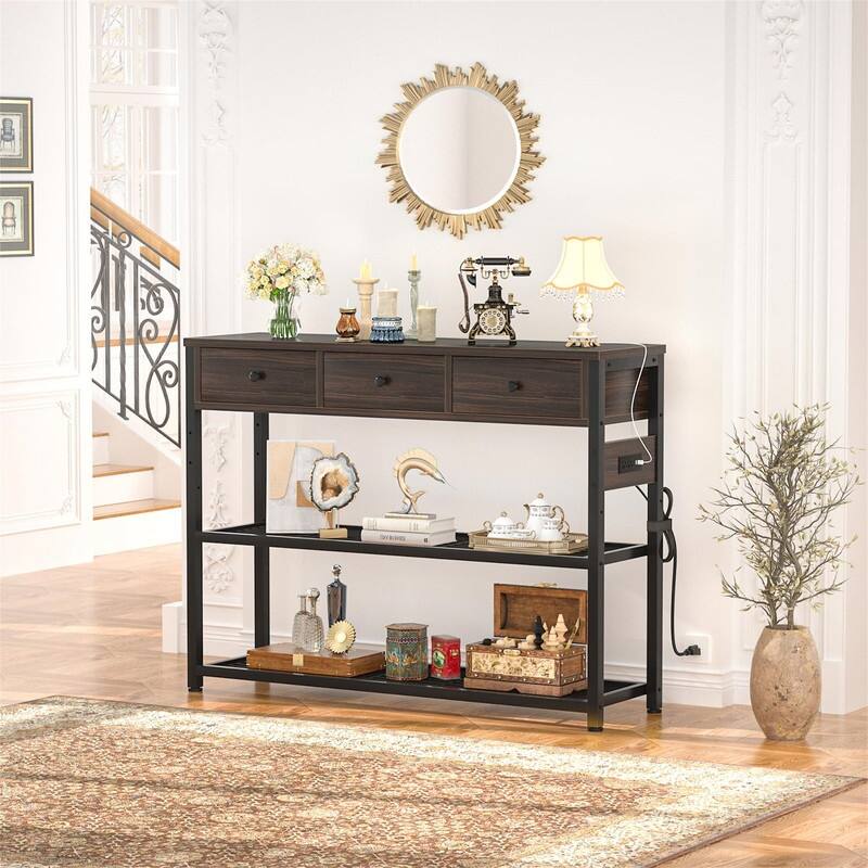 47'' Entryway Table with Outlets and USB Ports - 11.8"D x 47.2"W x 31.8"H