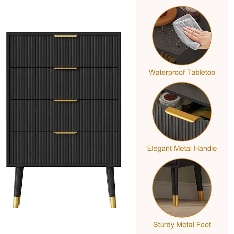 4 Drawer Storage Dresser Chest of Drawers with Metal Handles