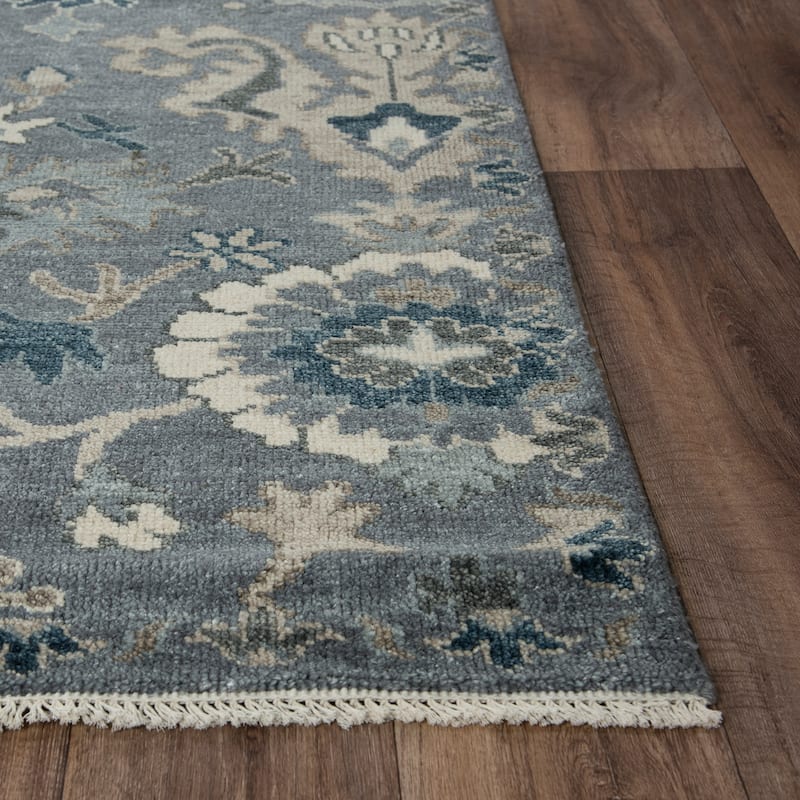 Alora Decor Mila Grey Floral Oriental Hand-tufted Wool Blend Rug