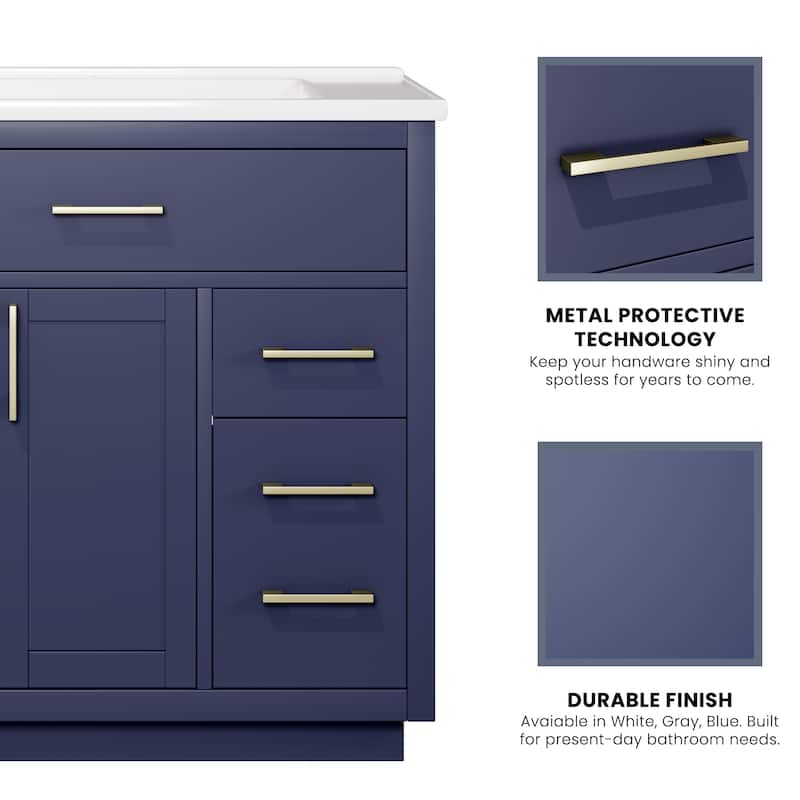 36" Free-Standing Bathroom Vanity with Marble Countertop-Soft-Close Drawers & Cabinet