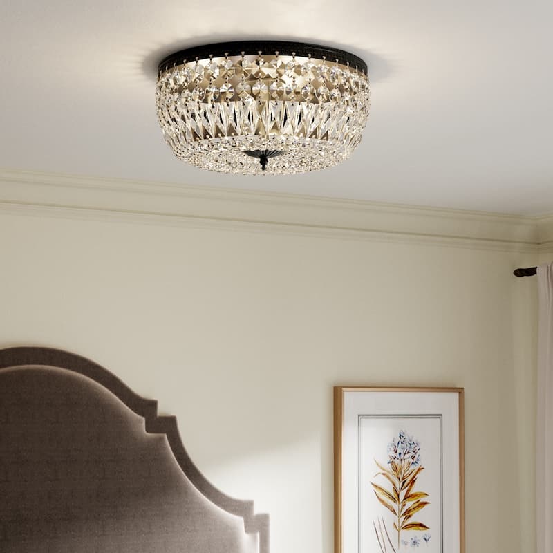 Maxax Steel Crystal Flush Mount - Black