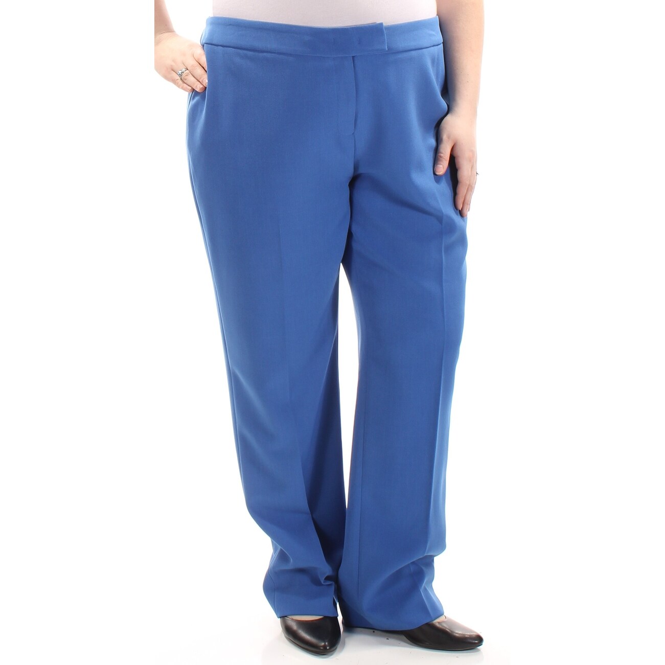 Shop Anne Klein Womens Blue Straight Leg Wear To Work Pants Plus