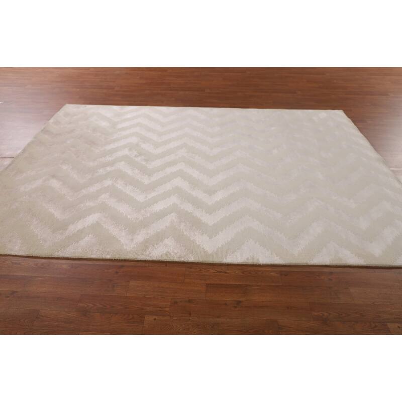 Chevron Style Modern Area Rug Handmade Wool Carpet - 6'1"x 8'10"