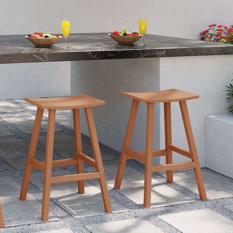 Laguna Hdpe All Weather Outdoor Patio 29" Saddle Seat Bar Stool (Set Of 2)