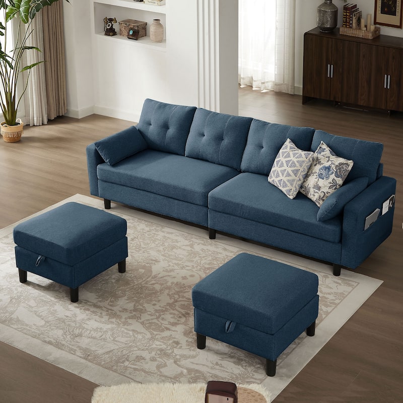 101" Sectional Sofa with Storage Ottoman