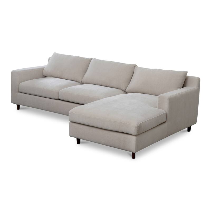 NADAAL STUDIOS Veyric Right-Facing Sectional Sofa, High Back, Chenille Performance Fabric, Feather Blend Seat, Seats 4, White