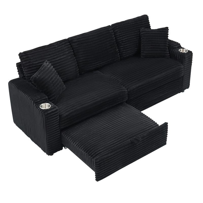 80" Cordylona Sofa, Cup Holder, Ottoman Storage