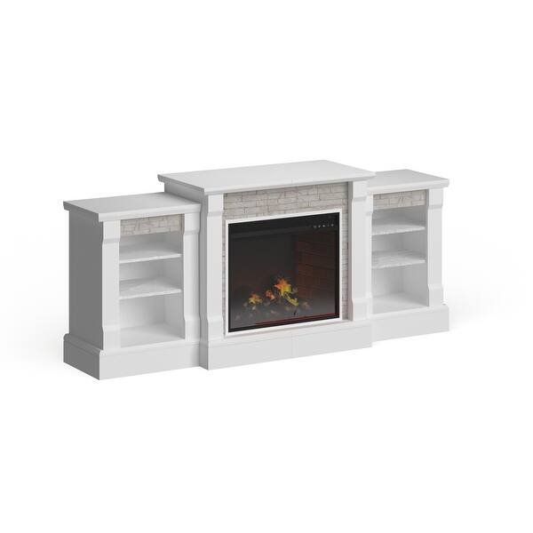 Shop Copper Grove Marigold White Stone Electric Fireplace And