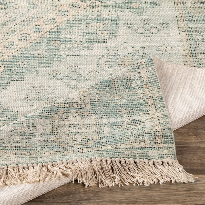 Livabliss Barack Distressed Medallion Handmade Cotton Area Rug