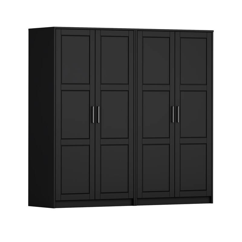 Palace Imports 100% Solid Wood 4-Door Urban Wardrobe Armoire with Solid Doors