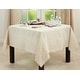 preview thumbnail 5 of 4, Embroidered Swirl Design Natural Linen Blend Tablecloth 67 x 67