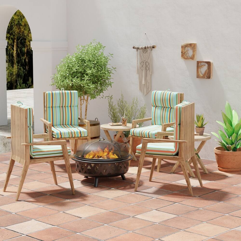 22" x 44" Outdoor Chair Cushion with Ties and Loop - 44'' L x 22'' W x 4'' H