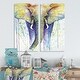 preview thumbnail 7 of 7, Designart "Elephant Colors" Cottage Canvas Wall Art Print 2 Piece Set 16" W x 32" H x 1" D x 2 Pieces