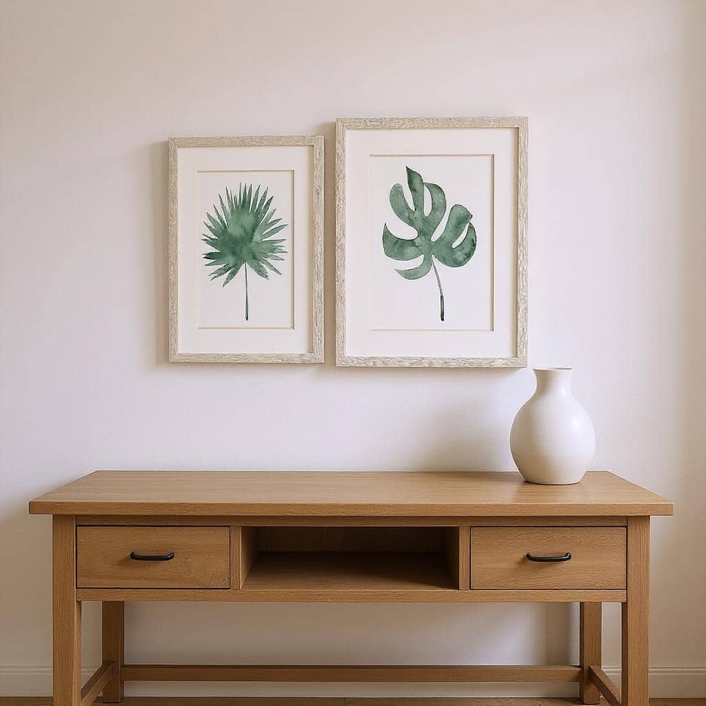 HomeRoots Set Of Two Plant Press Distressed White Framed Wall Art